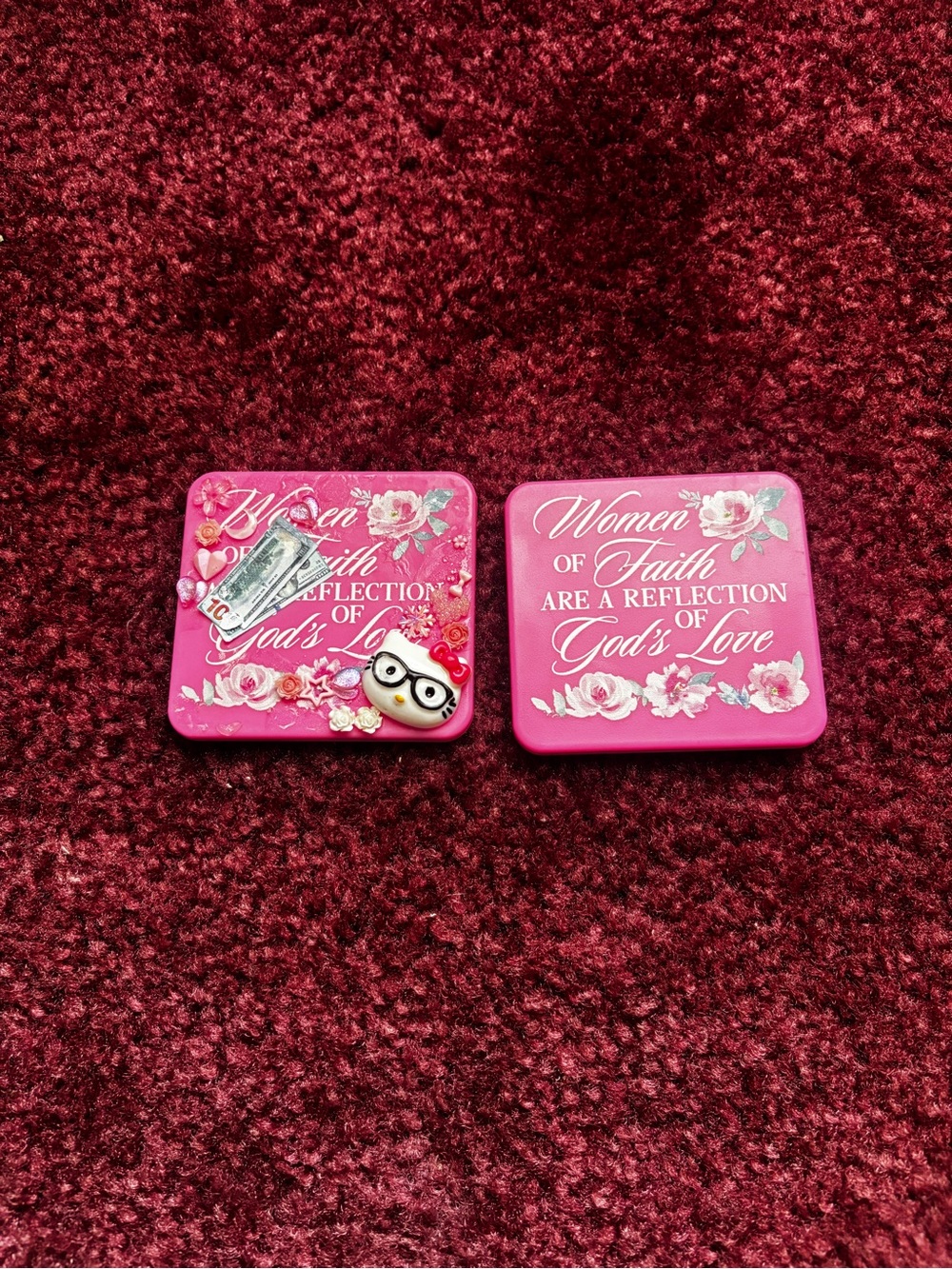 Women of Faith Pink Compact Mirror - Inspirational Floral Design